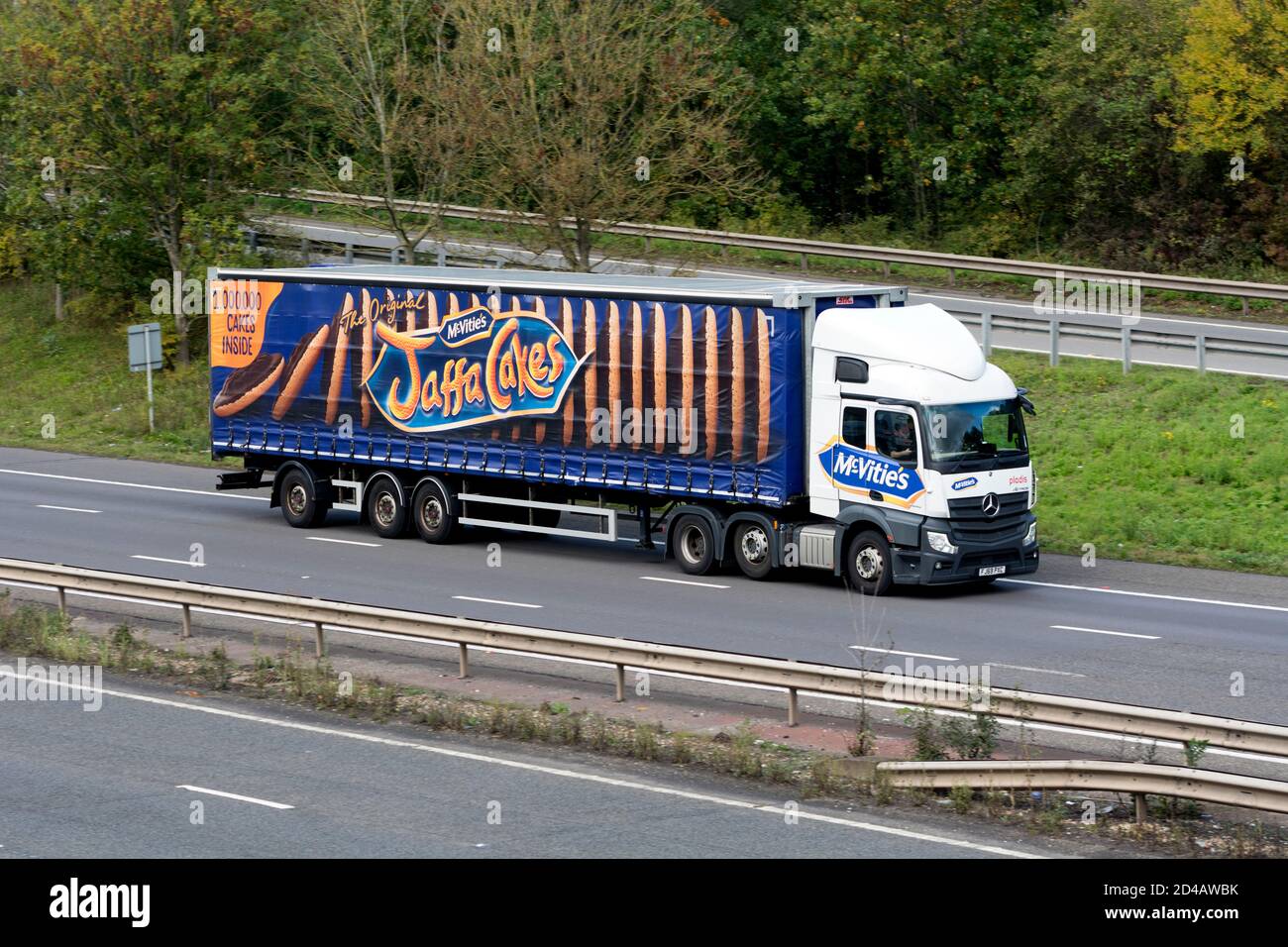 McVitie`s lorry on the M40 motorway, Warwickshire, UK Stock Photo